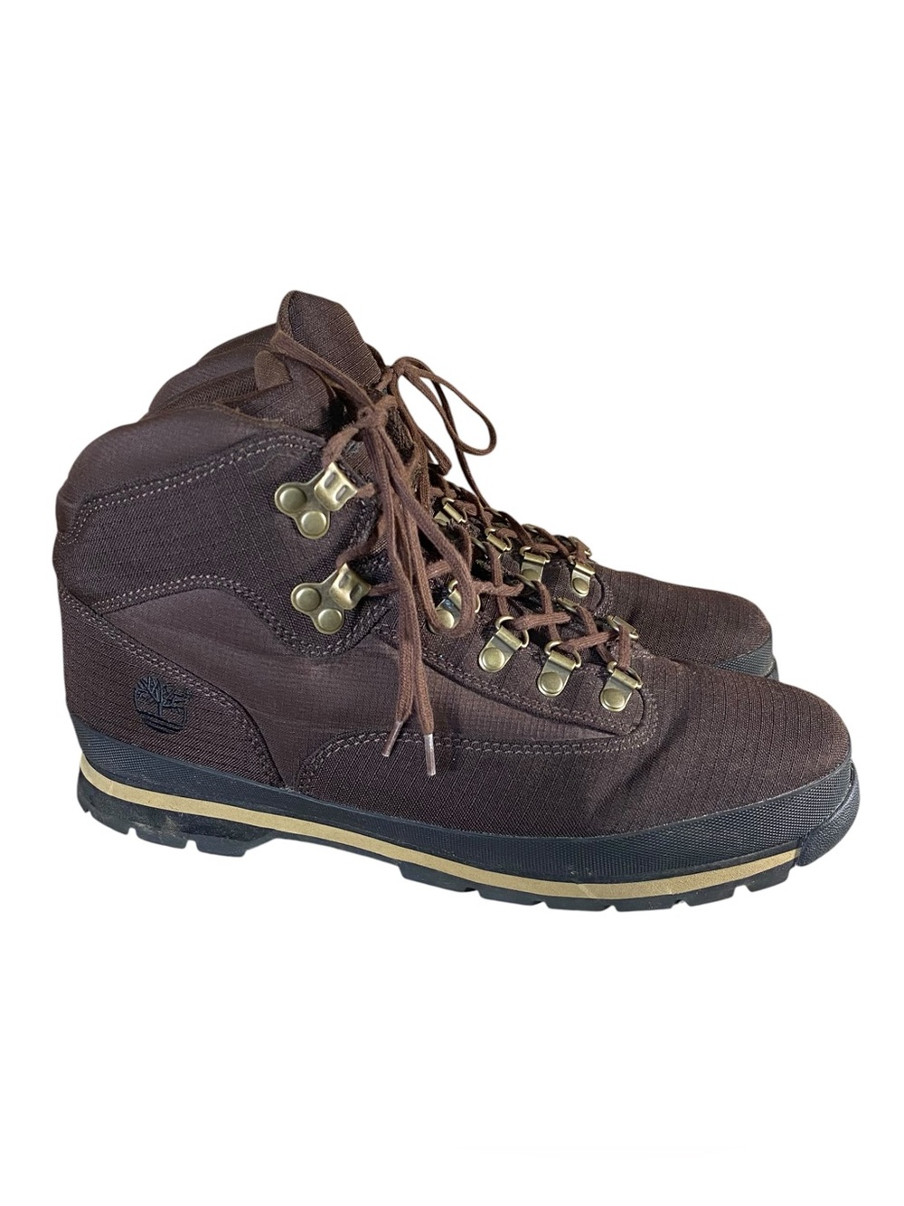 Timberland Mens Hiking Boots Sturdy Canvas Lace Up Dark Brown A13JK 3917 SZ 10.5